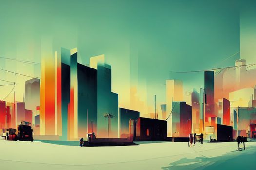 Kabul abstract city 2d Anime illustration V2 High quality 2d illustration