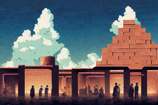 Brickmasons and Blockmasons ,Anime style illustration V1 High quality 2d illustration