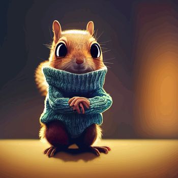 animated illustration of a cute squirrel, animated squirrel portrait.