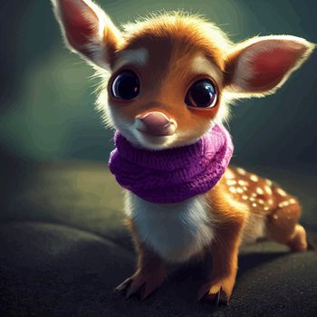 animated illustration of a cute scarf, animated baby scarf portrait.