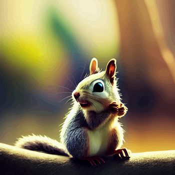 animated illustration of a cute squirrel, animated squirrel portrait.