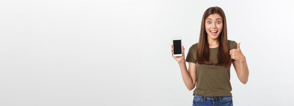 Girl Holding Smart Phone - Beautiful smiling girl holding a smart phone.