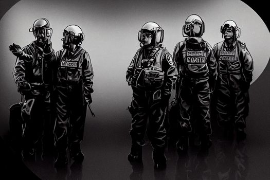 Command and Control Center Officers ,Hand Drawn V2 High quality 2d illustration