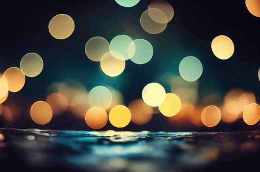 illustration of Bokeh and Large Colorful Circle Lights. Background of bright lights out of focus