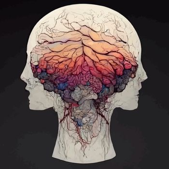 realistic illustration of the human brain. parts of the brain