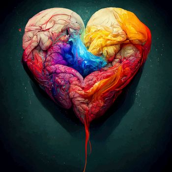 Colorful illustration of the human brain. detailed 2d illustration of the human brain, parts of the brain.