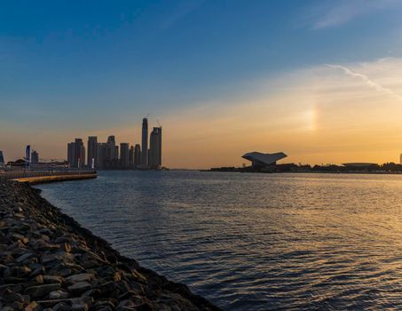 Dubai, UAE - 12.20.2021 Cityscape at the sunset