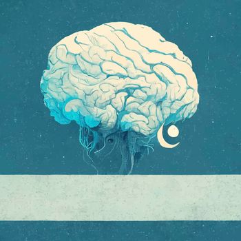 illustration of the human brain. blue 2d illustration of the human brain.