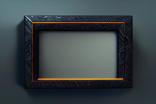 cyberpunk style picture frame mockup, neural network generated art. Digitally generated image. Not based on any actual scene or pattern.