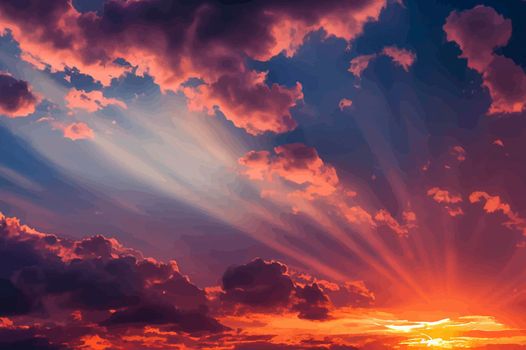 illustration of the Beautiful orange sky and clouds at sunset. orange sunset, golden sky