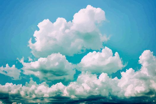 Illustration of the cloudy blue sky. Beautiful sky and clouds.