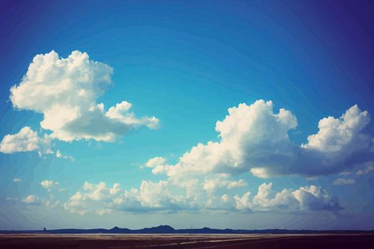 Illustration of the cloudy blue sky. Beautiful sky and clouds.