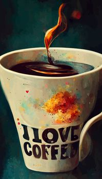 coffee cup illustration. i love coffee illustration