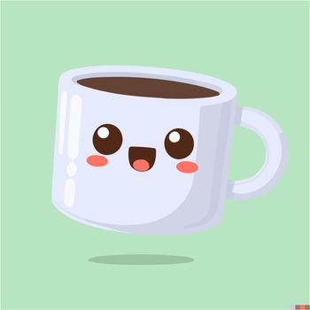 cute coffe cup illustration. coffe cup kawaii.