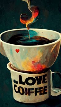 coffee cup illustration. i love coffee illustration