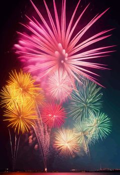Abstract fireworks background. Fireworks light up in the sky, concept of celebration