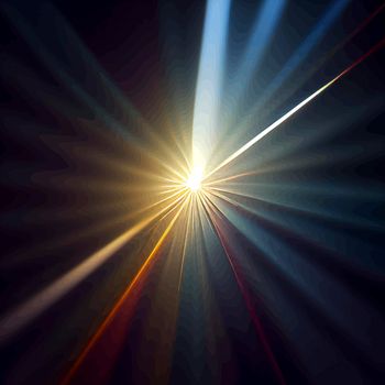 Light Lens flare on black background. Lens flare with bright light isolated with a black background.