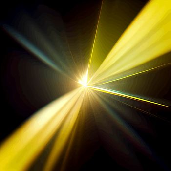 Light Lens flare on black background. Lens flare with bright light isolated with a black background.