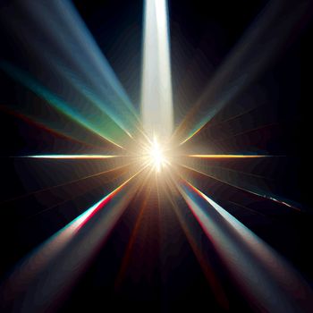 Light Lens flare on black background. Lens flare with bright light isolated with a black background.