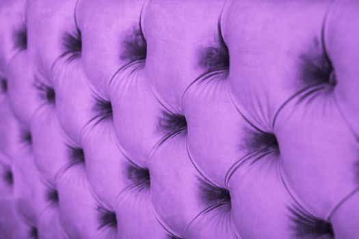 Furniture design, classic interior and royal vintage material concept - Purple luxury velour quilted sofa upholstery with buttons, elegant home decor texture and background
