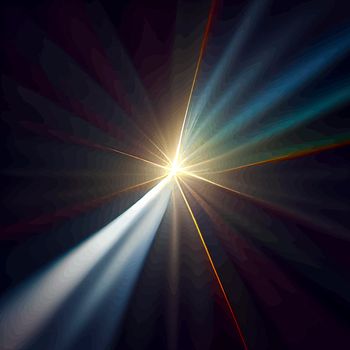 Light Lens flare on black background. Lens flare with bright light isolated with a black background.