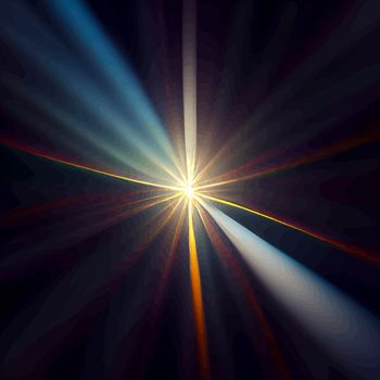 Light Lens flare on black background. Lens flare with bright light isolated with a black background.