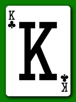 King of Clubs playing card with clipping path to remove background and shadow