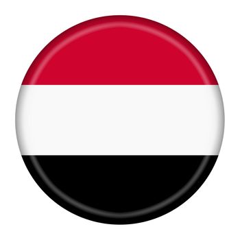 A Yemen flag button 3d illustration with clipping path