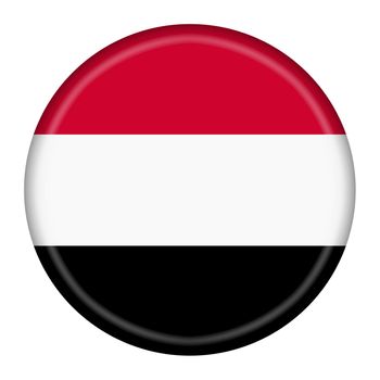 A Yemen flag button 3d illustration with clipping path