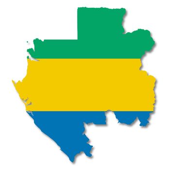 Gabon map on white background with clipping path to remove shadow 3d illustration