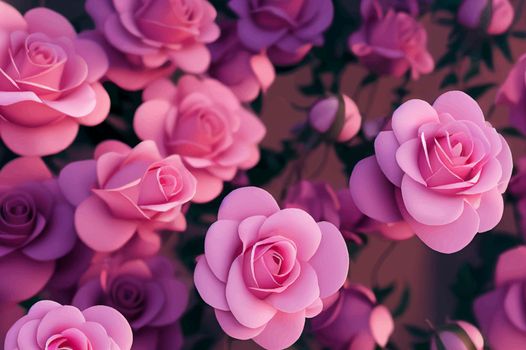 illustration of beautiful pink roses, pink roses background.