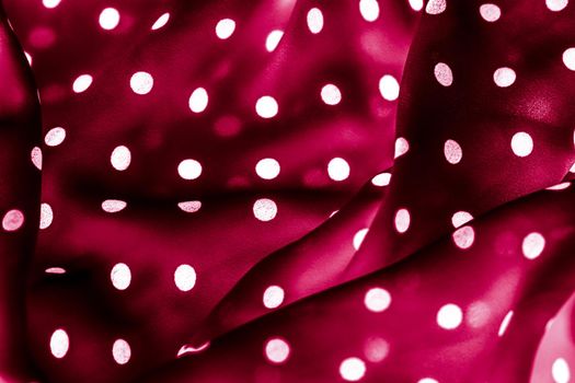 Fashion design, interior decor and vintage material concept - Classic polka dot textile background texture, white dots on red luxury fabric design pattern