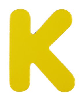 An upper case K magnetic letter on white with clipping path