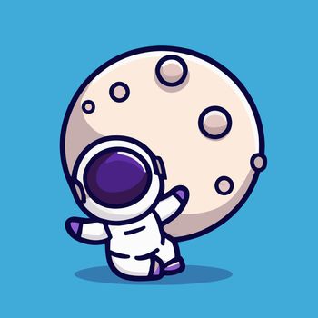 Astronaut cartoon illustration. cute astronaut animated.