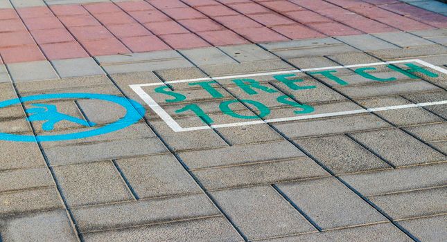 Fitness paintings on the pavement