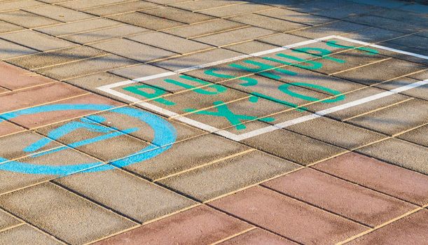 Fitness paintings on the pavement