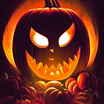 halloween evil pumpkin illustration. halloween pumpkin. halloween illustration.