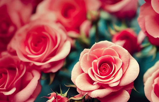 illustration of beautiful pink roses, pink roses background.