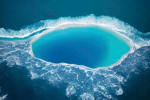 Beach and waves from above. water background from the top. Summer attacks from the air. Aerial view of a blue ocean.