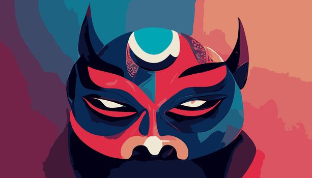 realistic illustration of oni mask. oni mask illustration