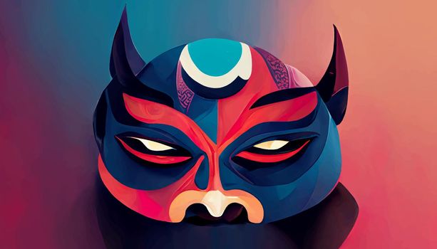 realistic illustration of oni mask. oni mask illustration