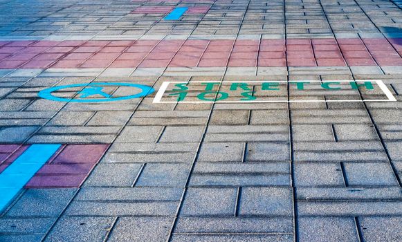 Fitness paintings on the pavement