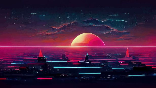 background retro Synthwave. Geometric retro Background illustration. illustration for wallpaper