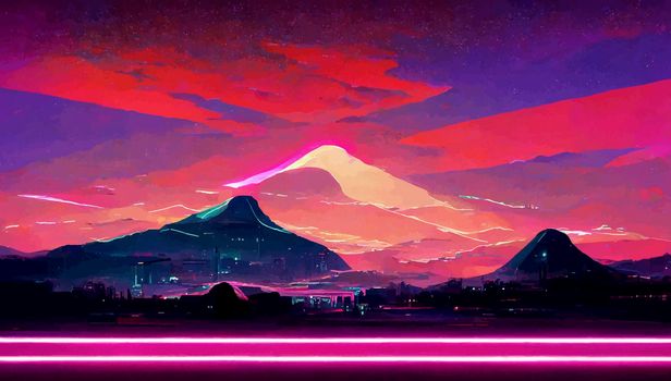 background retro Synthwave. Geometric retro Background illustration. illustration for wallpaper