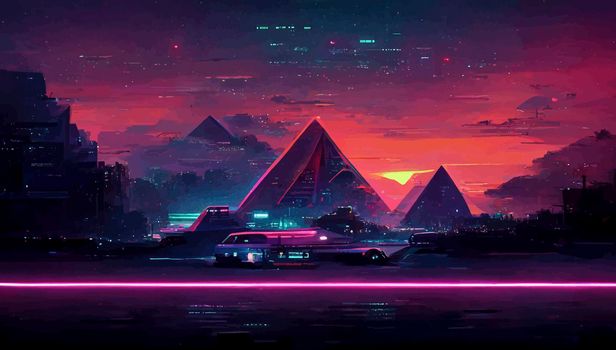 background retro Synthwave. Geometric retro Background illustration. illustration for wallpaper