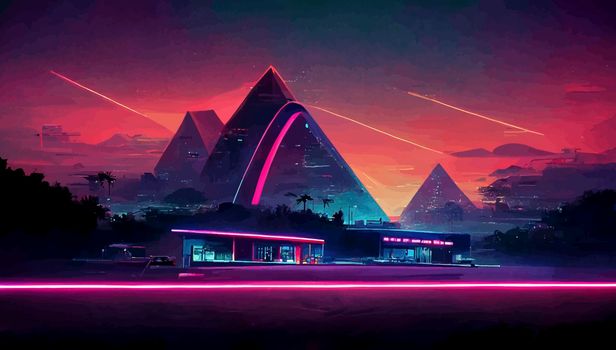 background retro Synthwave. Geometric retro Background illustration. illustration for wallpaper