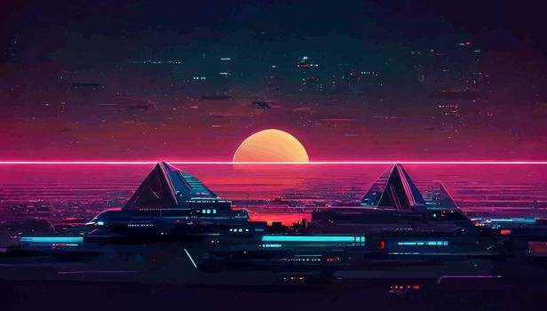 background retro Synthwave. Geometric retro Background illustration. illustration for wallpaper