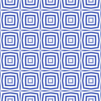 Ikat repeating swimwear design. Indigo symmetrical kaleidoscope background. Summer ikat sweamwear pattern. Textile ready brilliant print, swimwear fabric, wallpaper, wrapping.