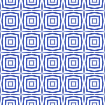 Ikat repeating swimwear design. Indigo symmetrical kaleidoscope background. Summer ikat sweamwear pattern. Textile ready brilliant print, swimwear fabric, wallpaper, wrapping.