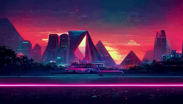 background retro Synthwave. Geometric retro Background illustration. illustration for wallpaper